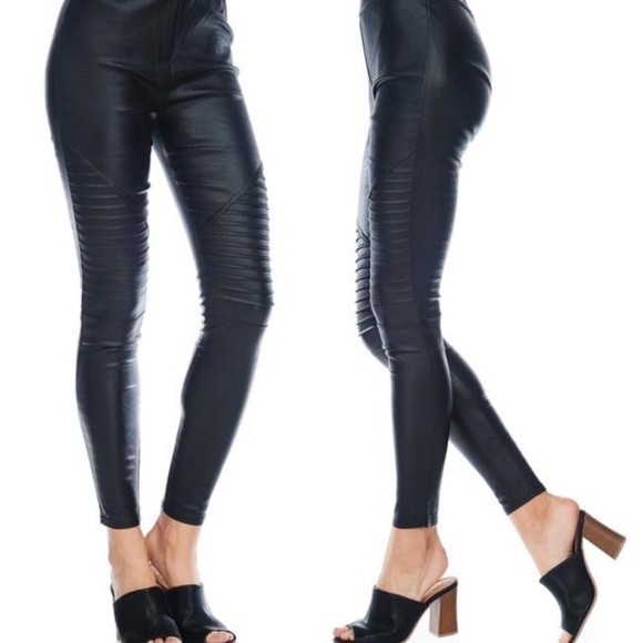 Easel Leather Look Moto Moto Leggings - Picture 5 of 6